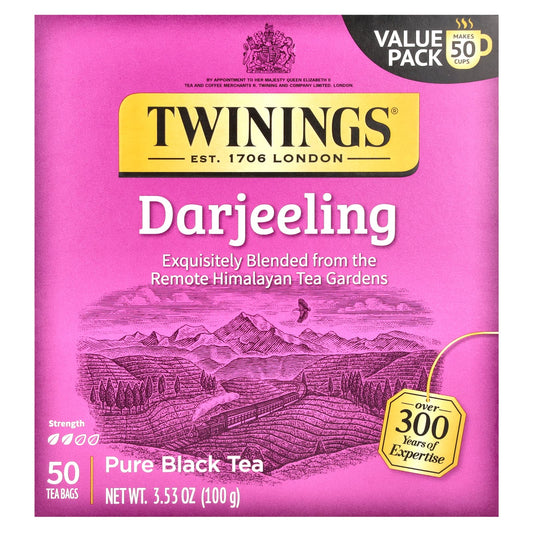 Twinings, Pure Black Tea, Darjeeling, 50 Tea Bags, 3.53 oz (100 g) - Image 1