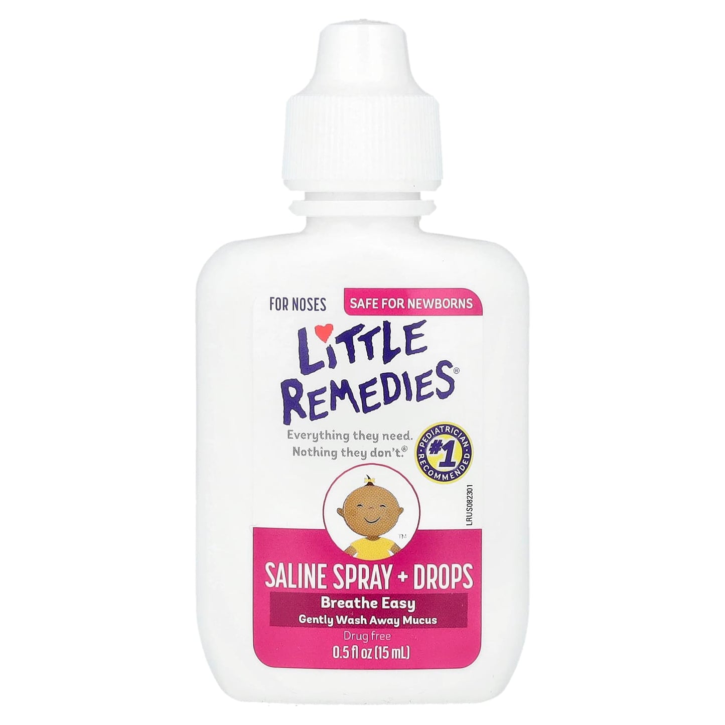 Little Remedies, Saline Spray + Drops, For Noses, 0.5 fl oz (15 ml) - Image 1