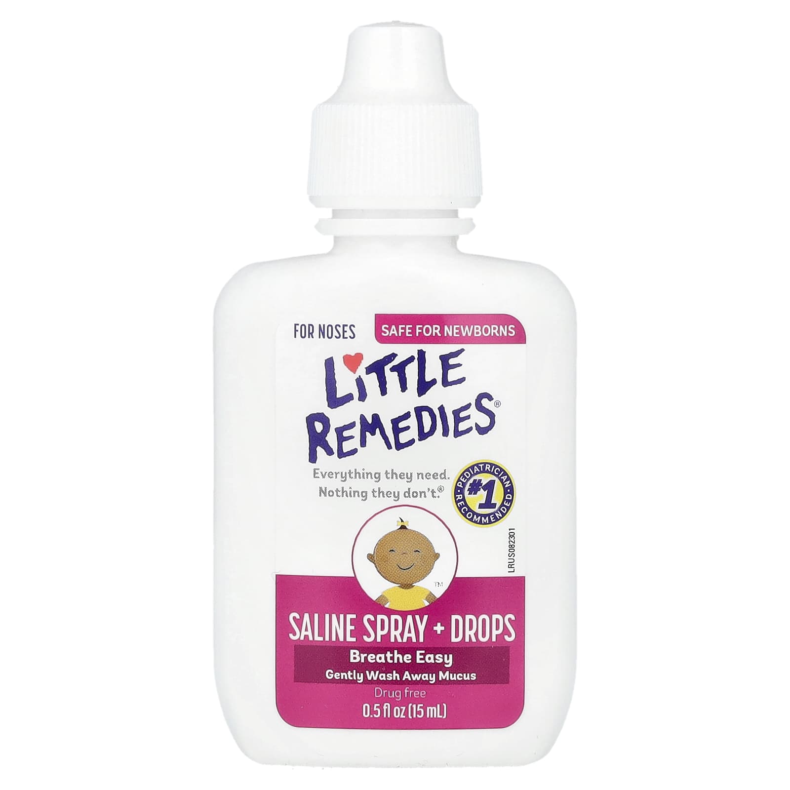 Little Remedies, Saline Spray + Drops, For Noses, 0.5 fl oz (15 ml) - Image 1