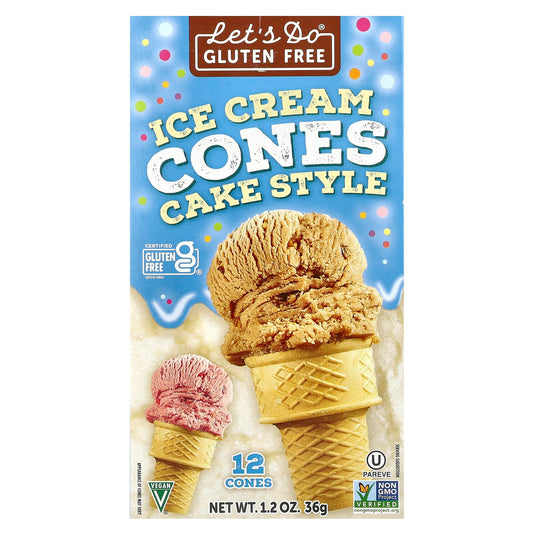 Edward & Sons, Let's Do® Gluten Free, Ice Cream Cones, Cake Style, 12 Cones, 1.2 oz (36 g)