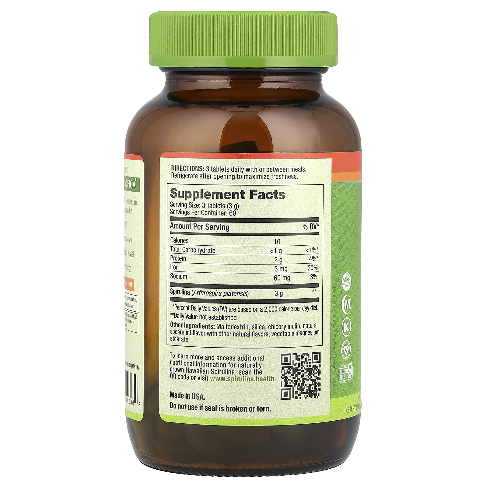 Nutrex Hawaii, Pure Hawaiian Spirulina®, Spearmint, 180 Tablets (1,000 mg per Tablet)