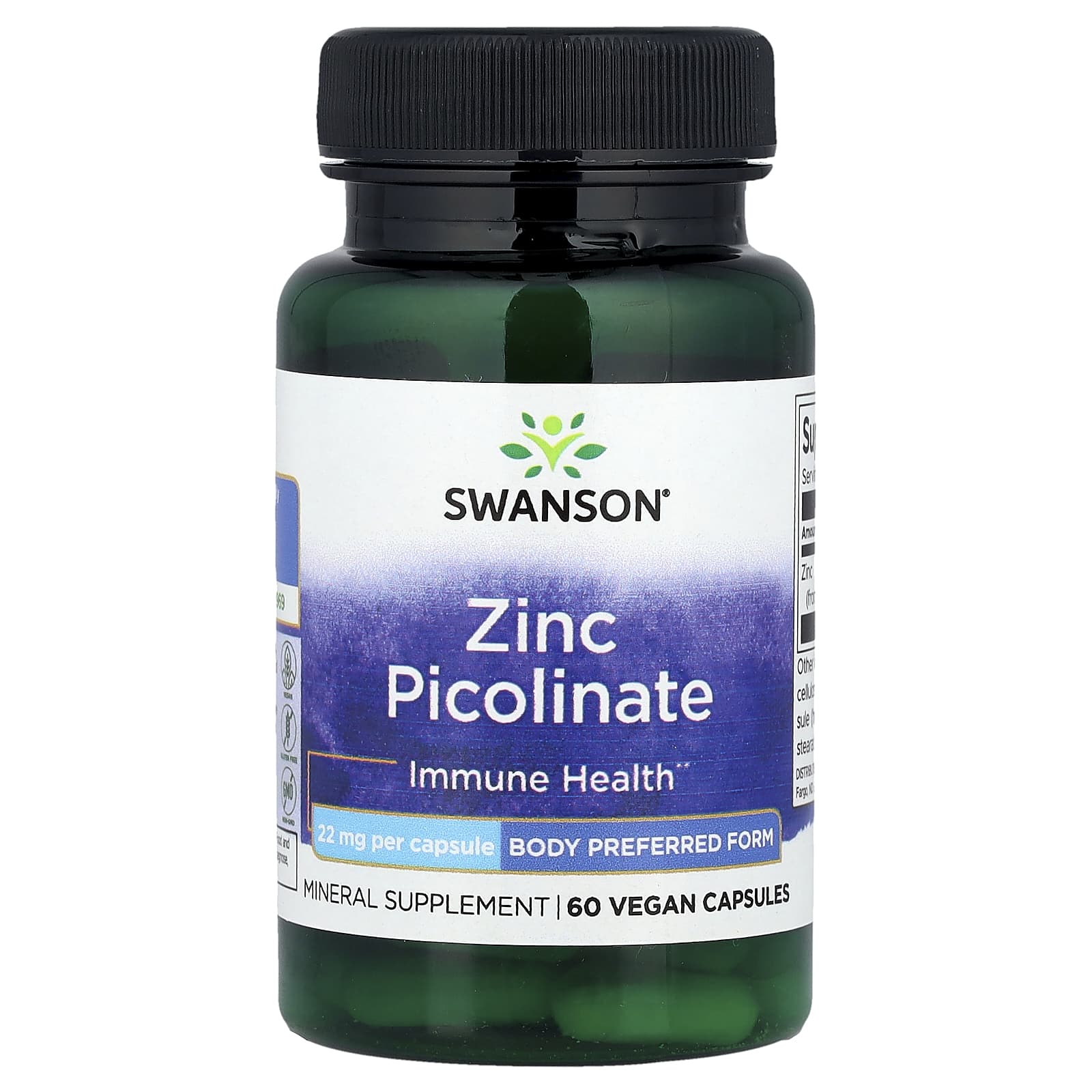 Swanson, Zinc Picolinate, 22 mg, 60 Vegan Capsules - Image 1