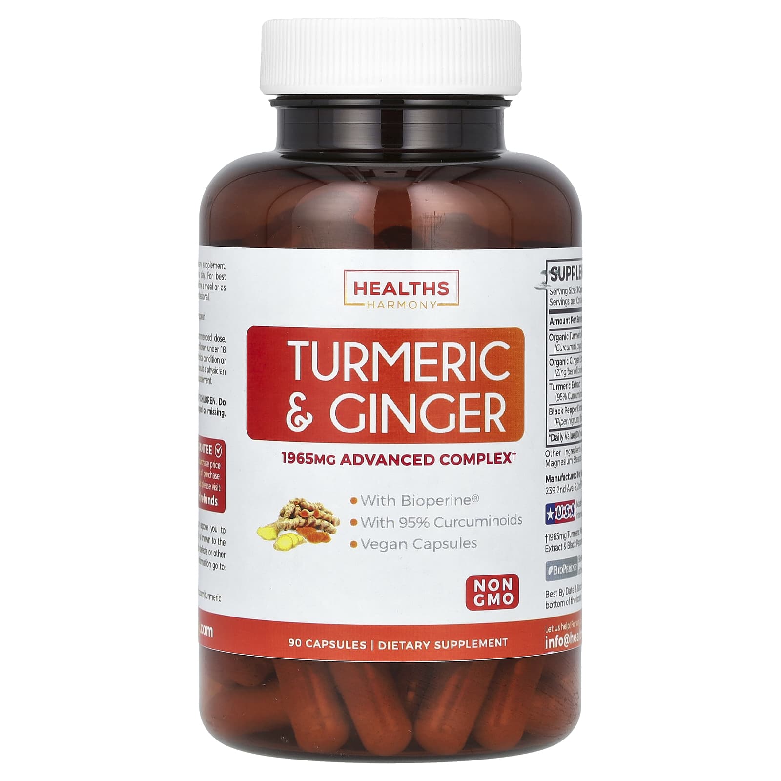 Turmeric & Ginger Joint Health Support - 90 Capsules by Healths Harmony - Image 1