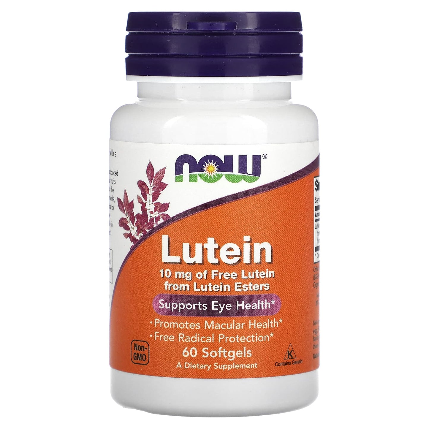 NOW Foods, Lutein, 10 mg, 60 Softgels - Image 1