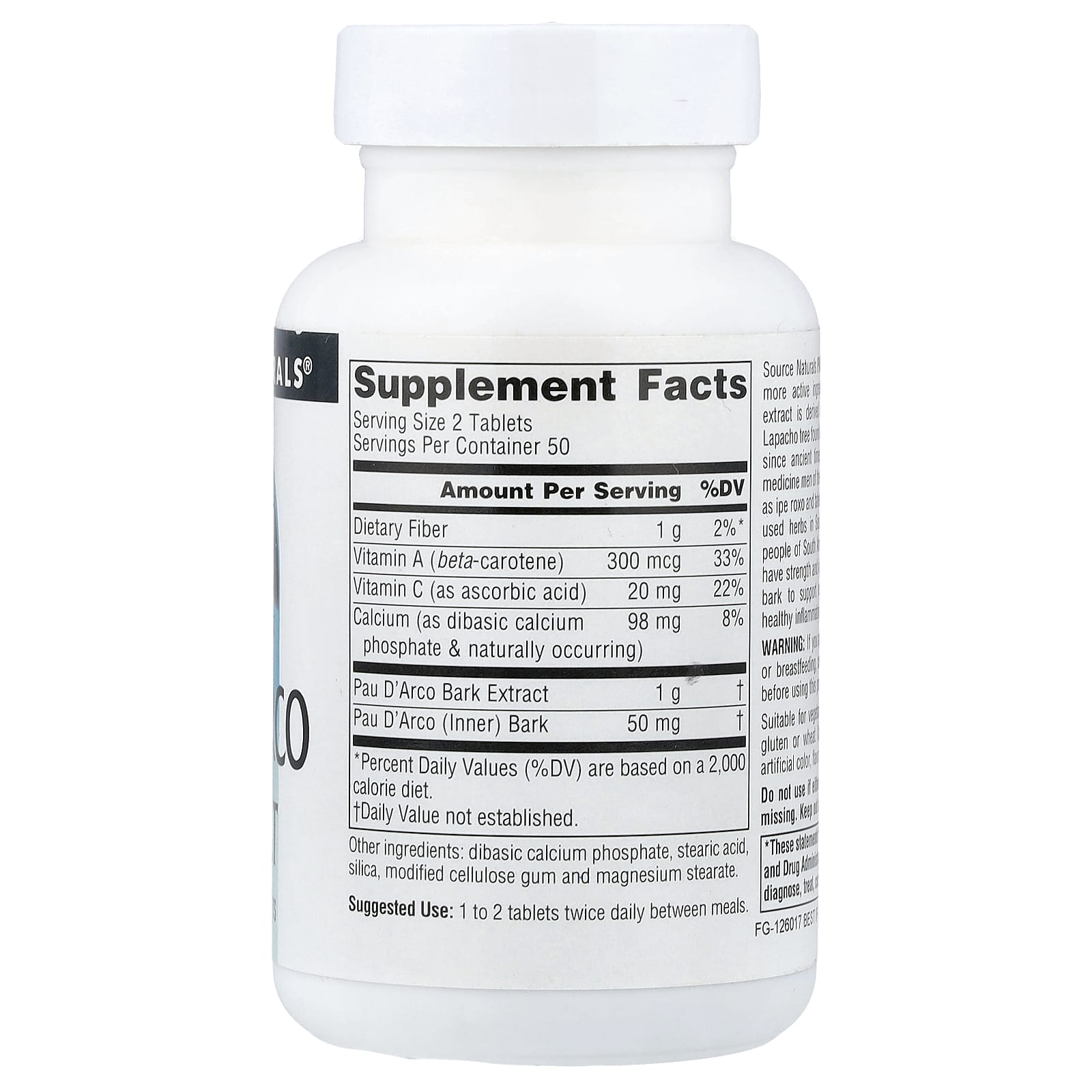 Source Naturals, Pau D'Arco Extract, 100 Tablets - Image 2