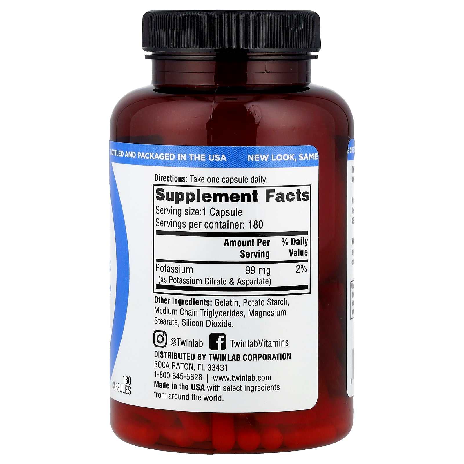 Twinlab, Potassium Caps, 180 Capsules (99 mg per Capsule) - Image 2