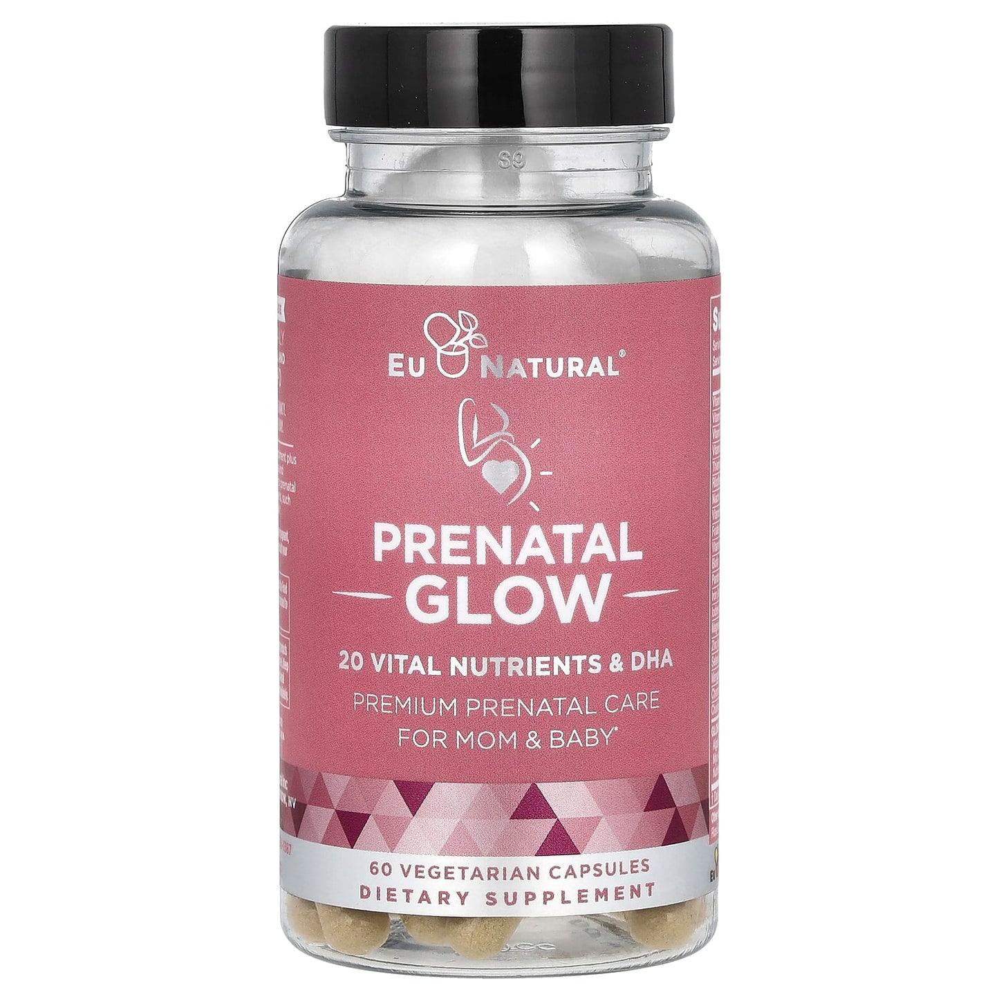 Prenatal Glow with 20 Vital Nutrients & DHA by Eu Natural - 60 Capsules - Image 1