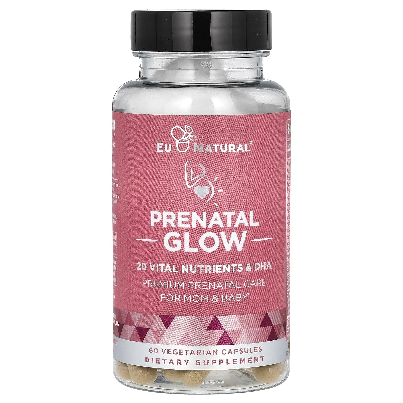 Prenatal Glow with 20 Vital Nutrients & DHA by Eu Natural - 60 Capsules - Image 1