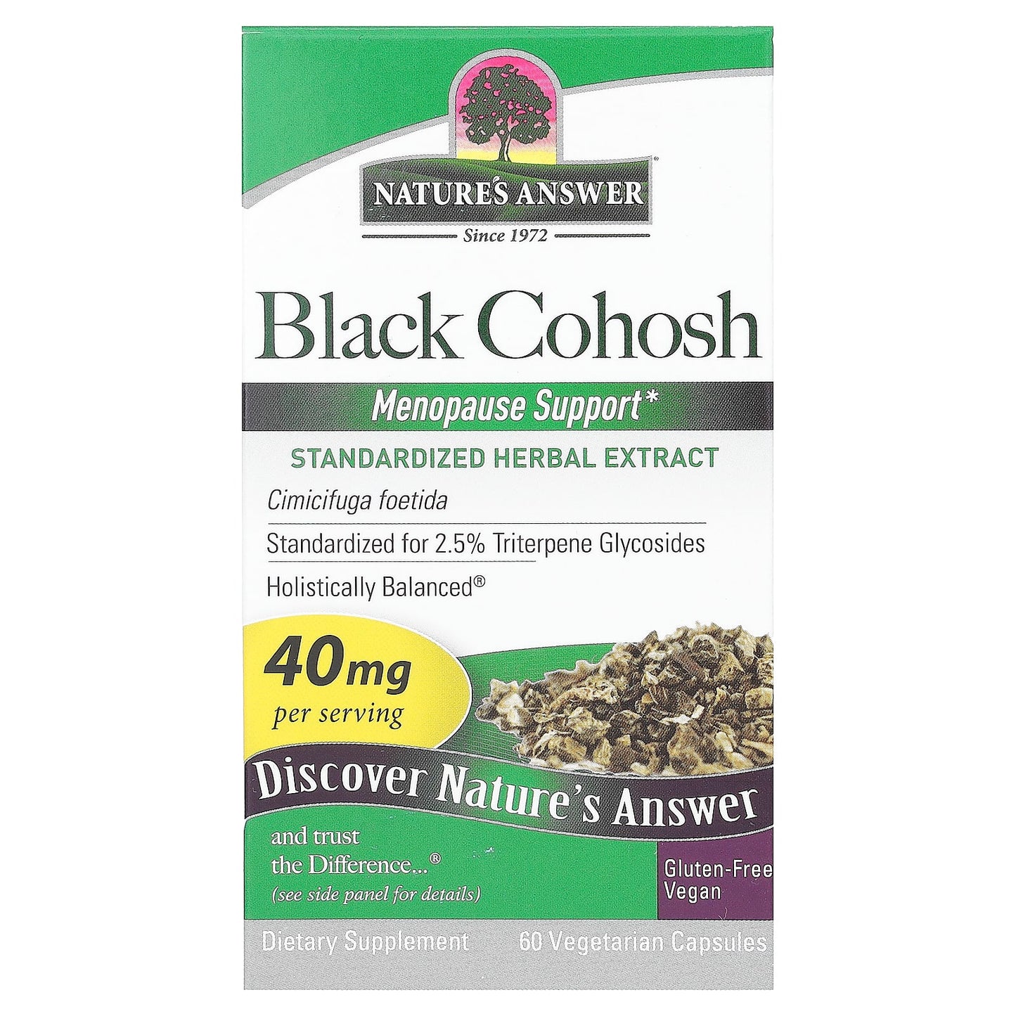Nature's Answer, Black Cohosh, 40 mg, 60 Vegetarian Capsules - Image 1