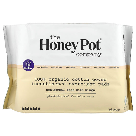 The Honey Pot Company, Non-Herbal Cotton Pads With Wings, Organic Incontinence Overnight , 16 Count - Image 1