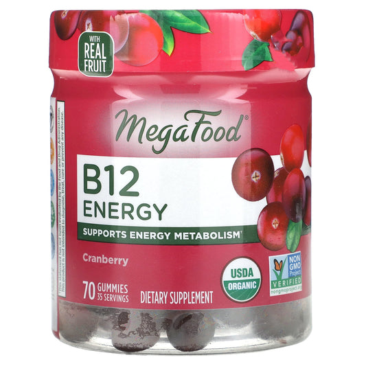 MegaFood, B12 Energy, Cranberry, 70 Gummies - Image 1