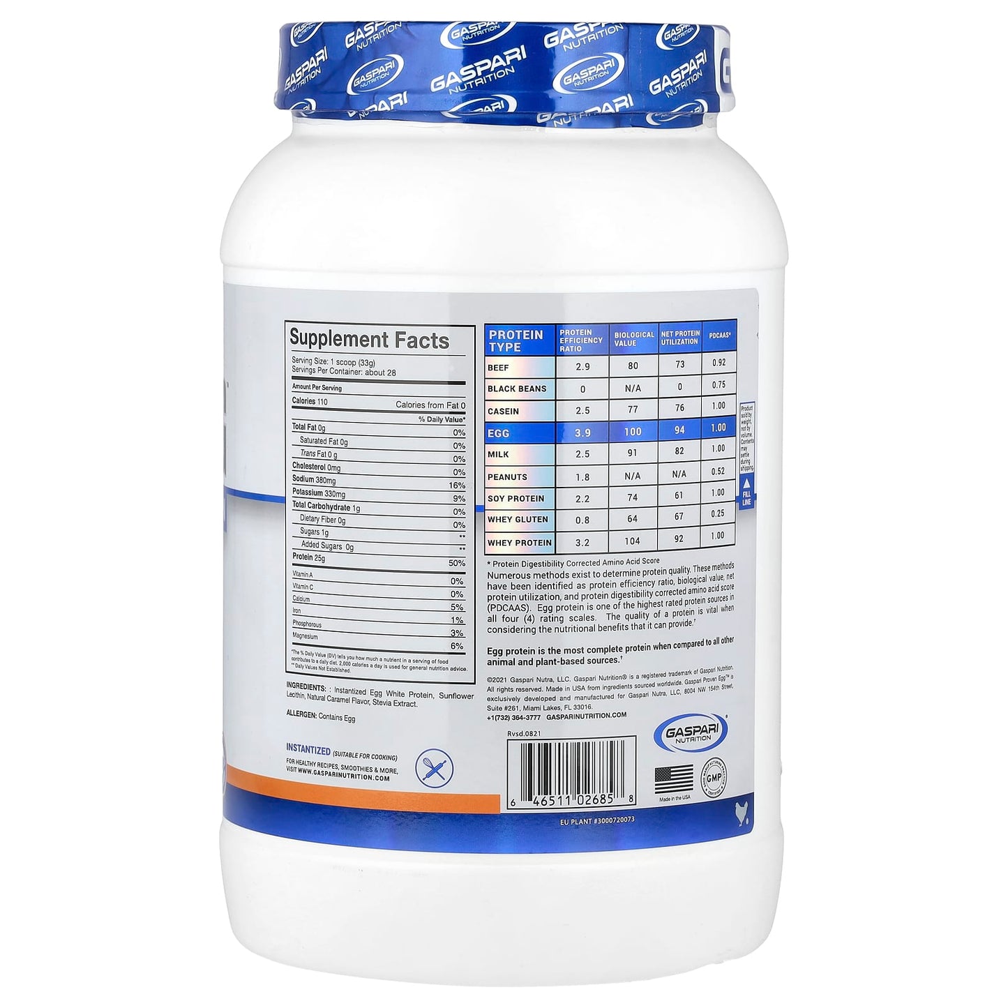 Gaspari Nutrition Proven Egg 100% Egg White Protein Salted Caramel 2 lbs - Image 2