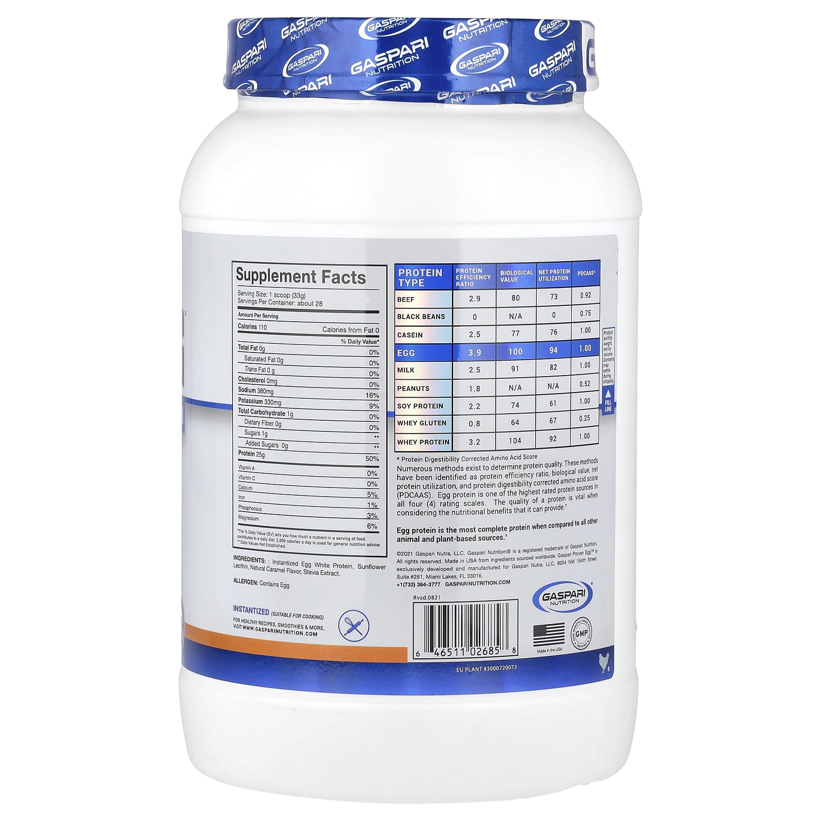 Gaspari Nutrition Proven Egg 100% Egg White Protein Salted Caramel 2 lbs - Image 2