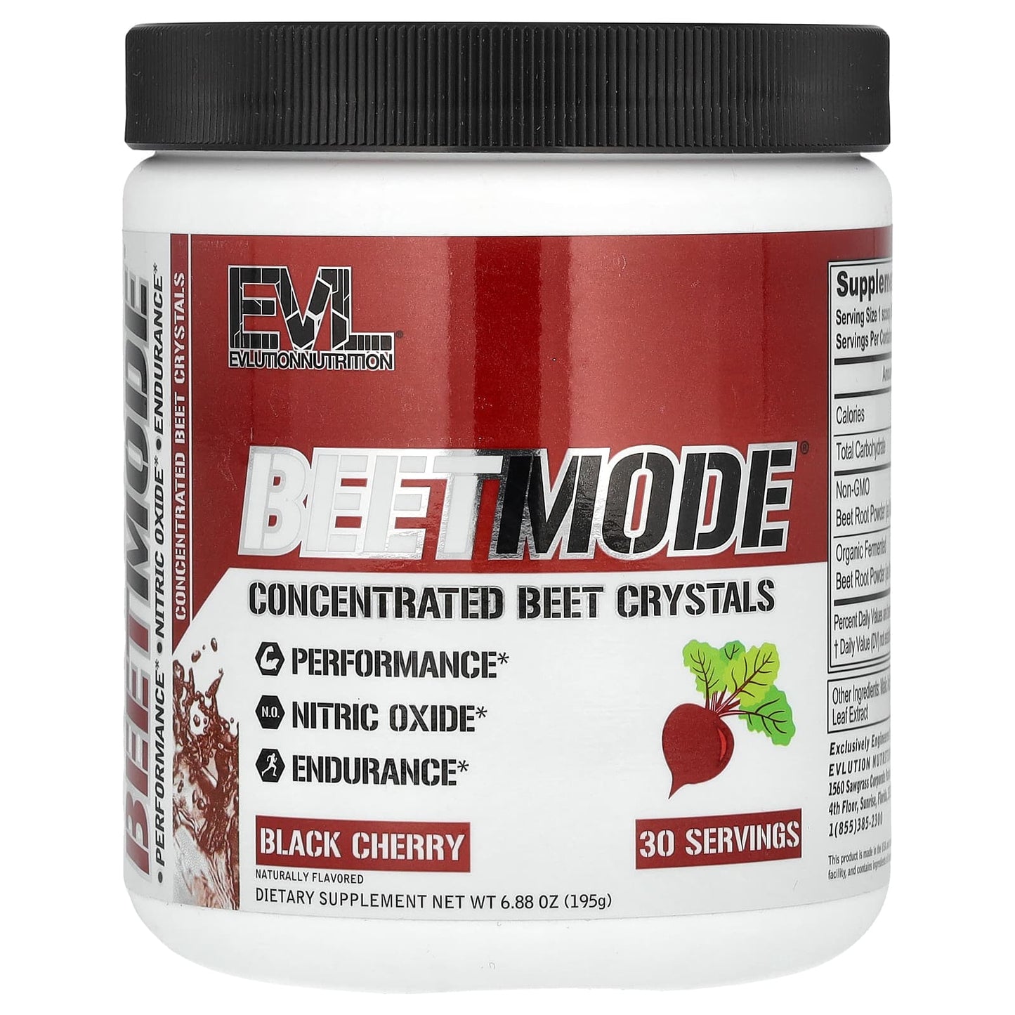 EVLution Nutrition BeetMode Concentrated Beet Crystals, Black Cherry, 6.88 oz - Image 1