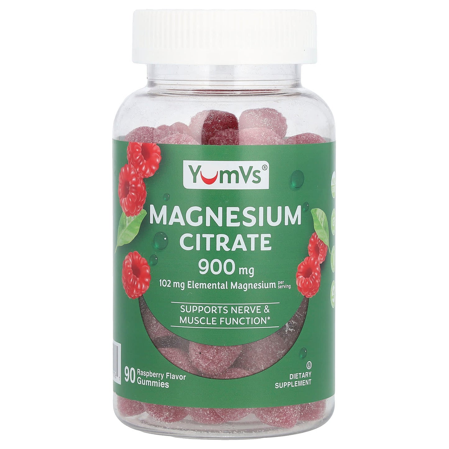 YumVs, Magnesium Citrate, Raspberry, 90 Gummies (300 mg per Gummy) - Image 1