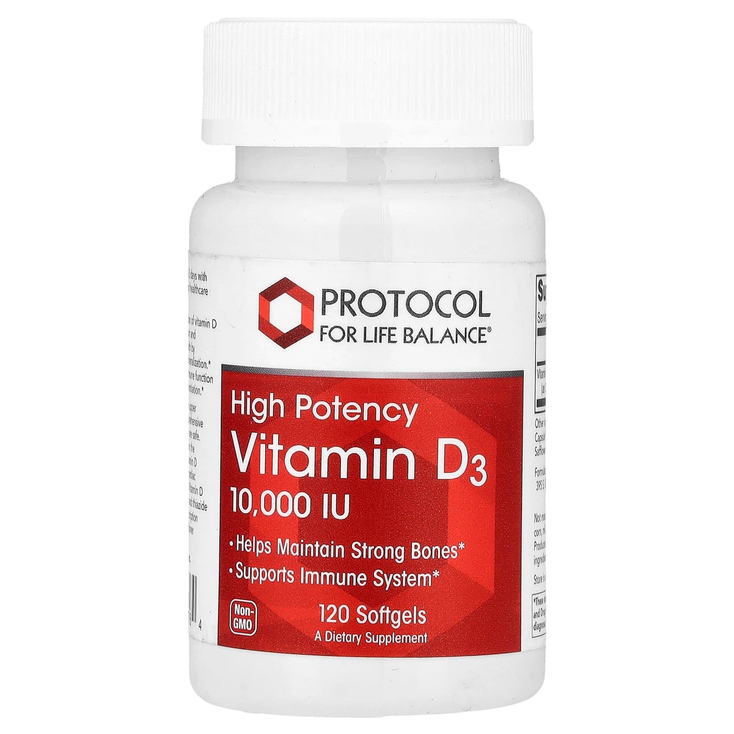 Protocol for Life Balance, Vitamin D3, High Potency, 10,000 IU, 120 Softgels - Image 1