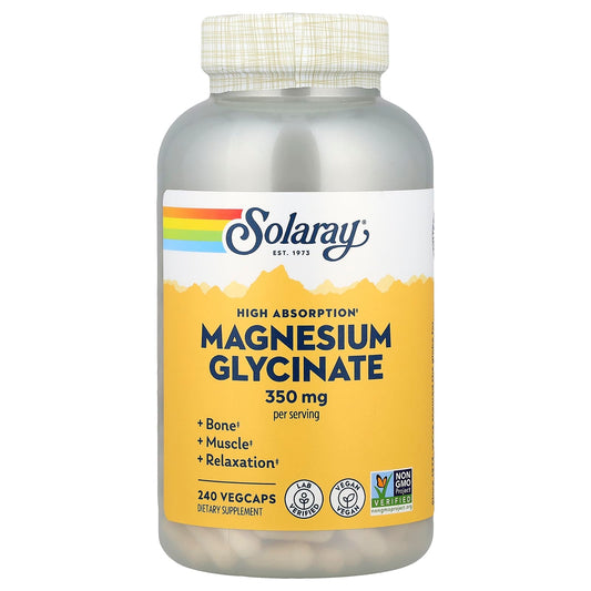 Solaray, Magnesium Glycinate, High Absorption , 350 mg, 240 VegCaps (87.5 mg per Cap) - Image 1