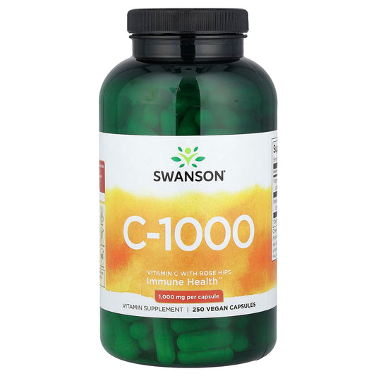 Swanson, C-1000, Vitamin C With Rose Hips, 250 Vegan Capsules - Image 1
