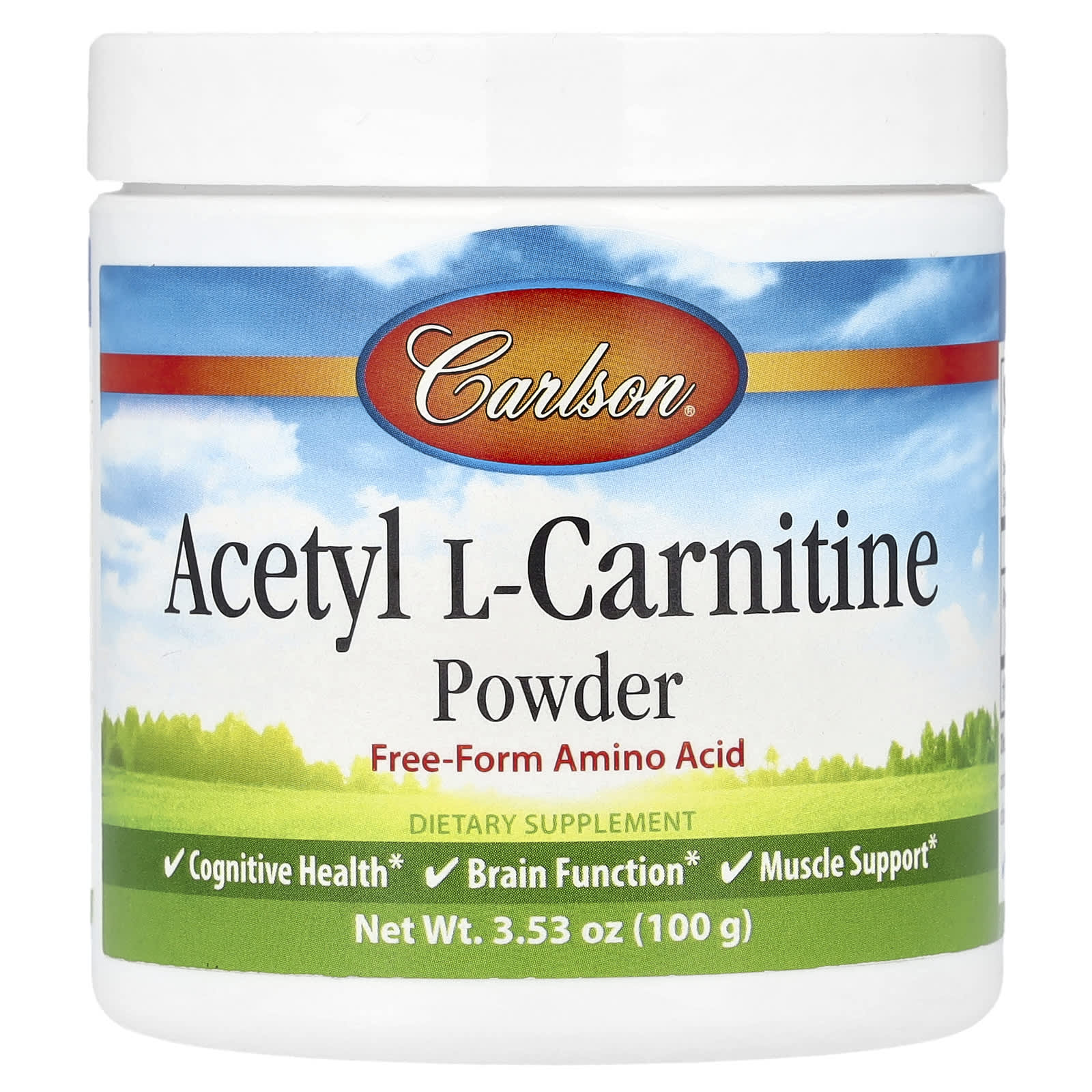 Carlson Acetyl L-Carnitine Powder 100g for Cognitive Health & Brain Function - Image 1