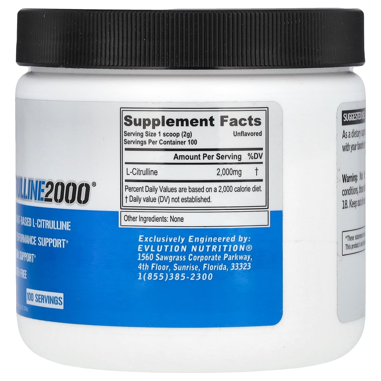 EVLution L-Citrulline 2000 | Unflavored Workout Supplement - Image 2