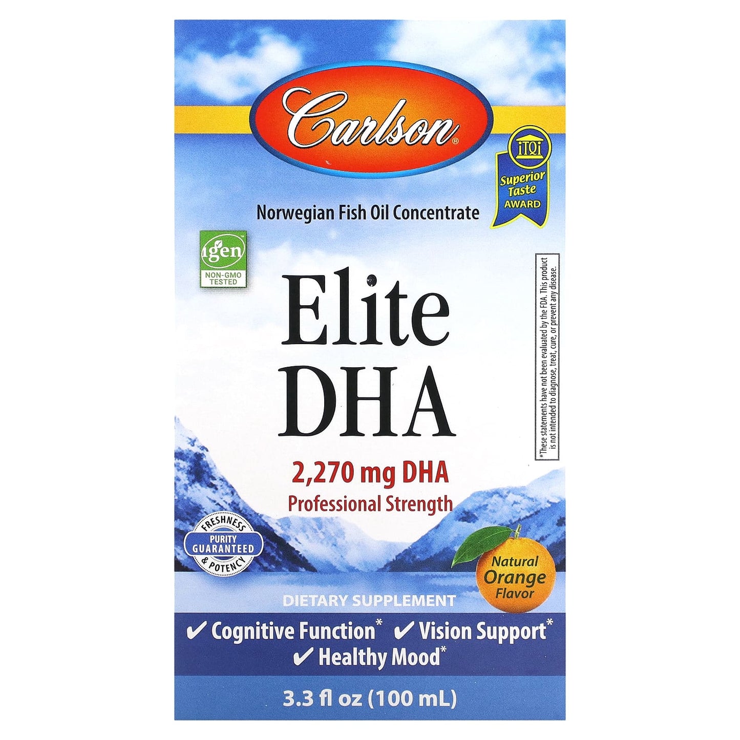 Carlson Elite DHA 2270mg Natural Orange Fish Oil Supplement - Image 1