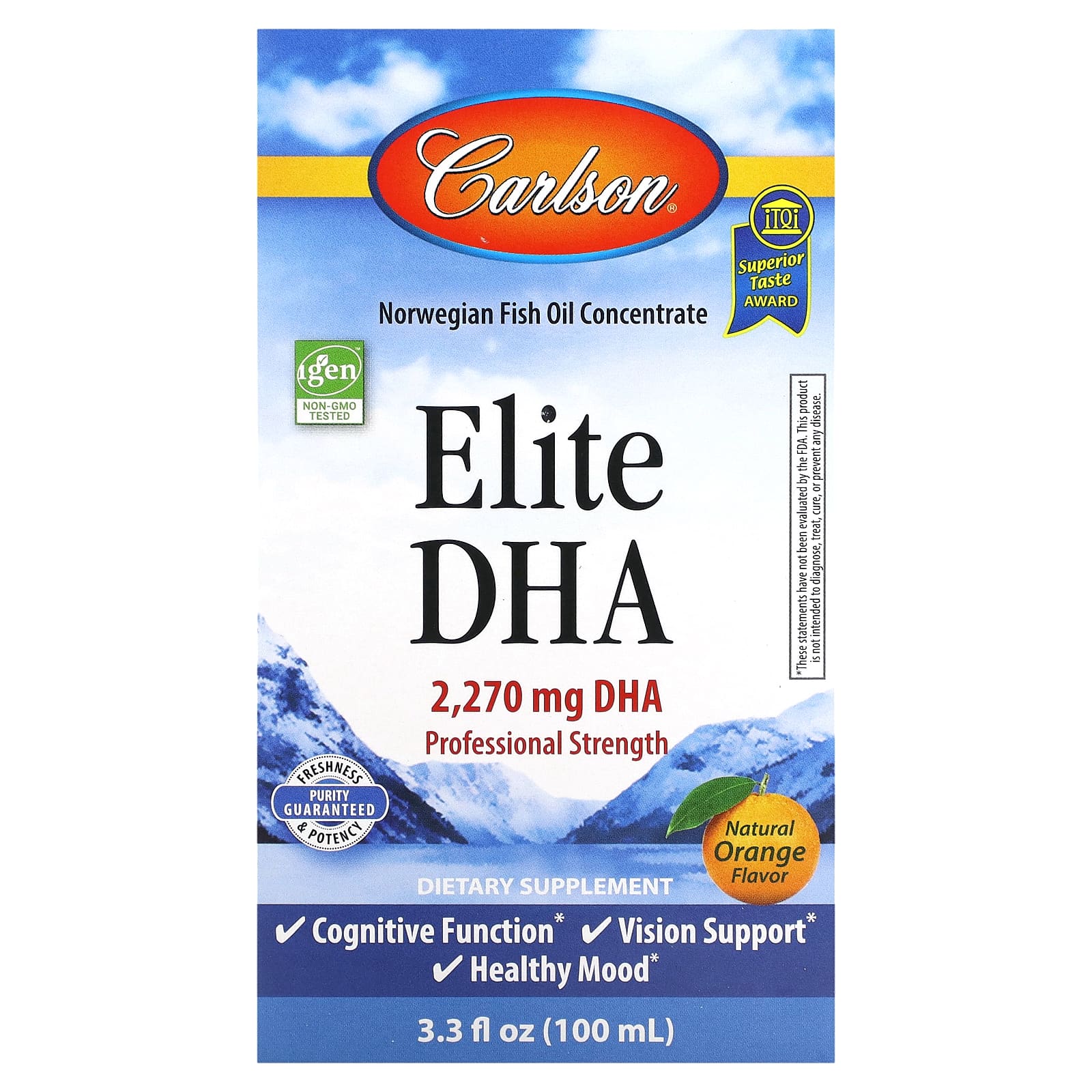 Carlson Elite DHA 2270mg Natural Orange Fish Oil Supplement - Image 1