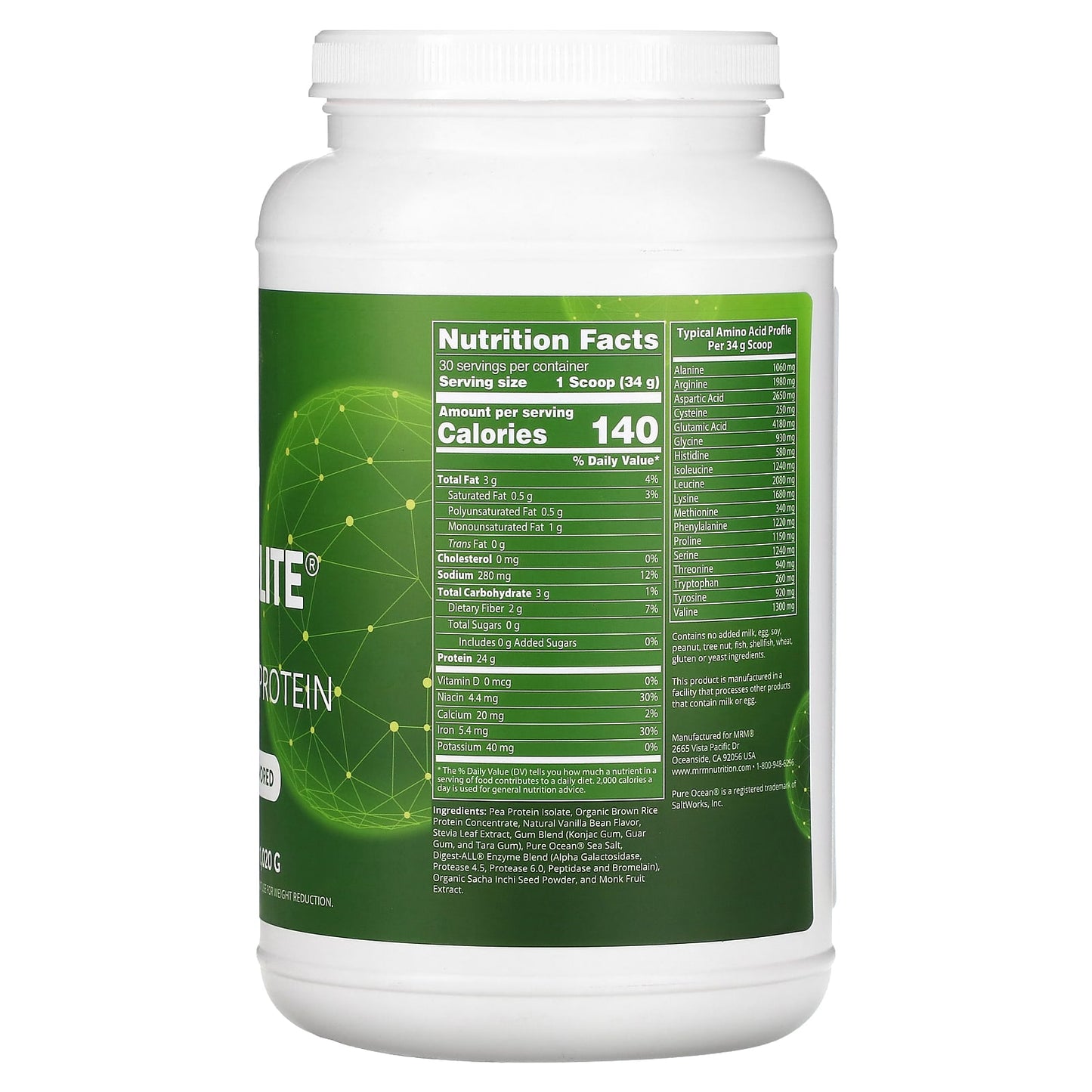 MRM Nutrition, Veggie Elite, Performance Protein, Vanilla Bean, 2.2 lb (1,020 g) - Image 2