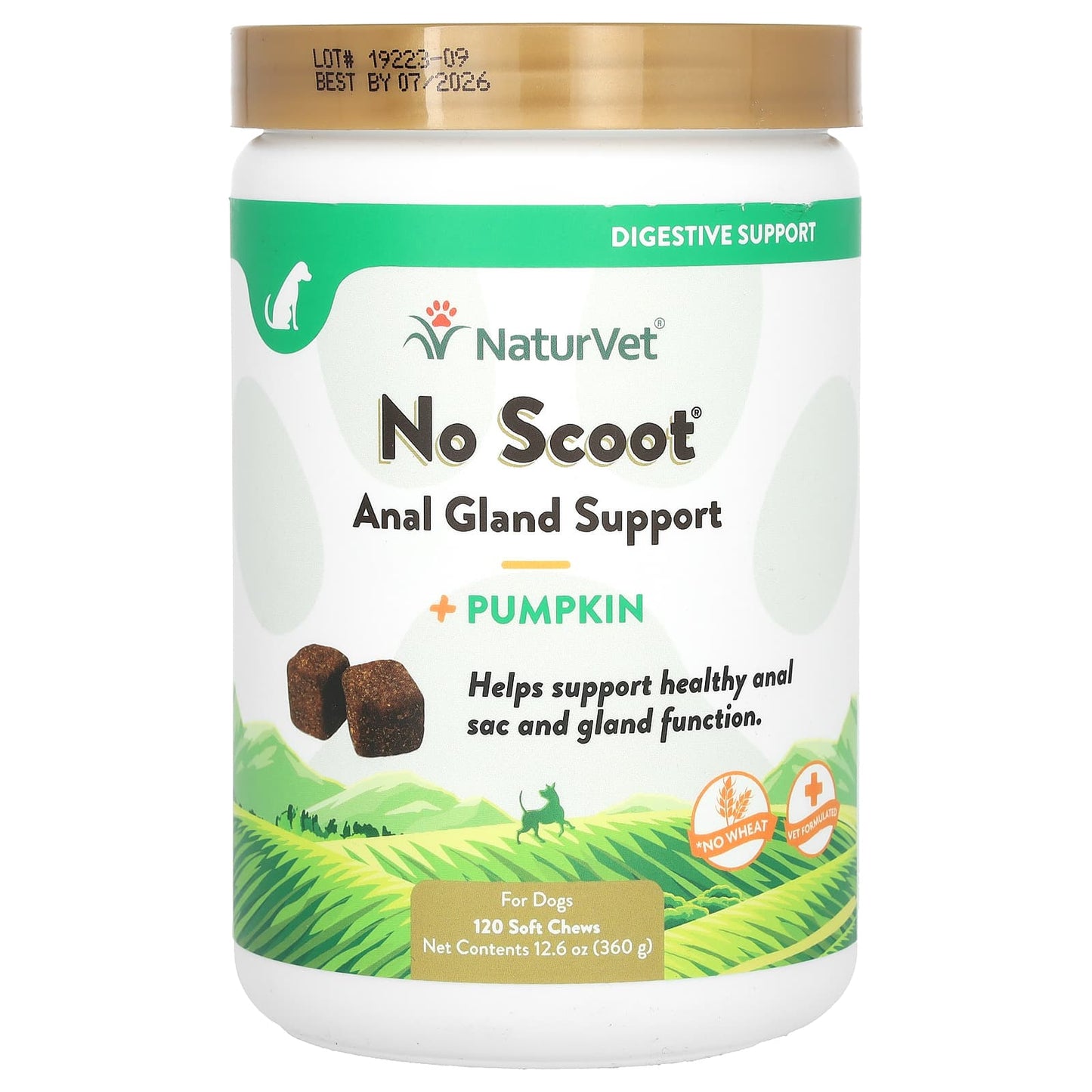 NaturVet, No Scoot, Anal Gland Support + Pumpkin, For Dogs, 120 Soft Chews, 12.6 oz (360 g) - Image 1
