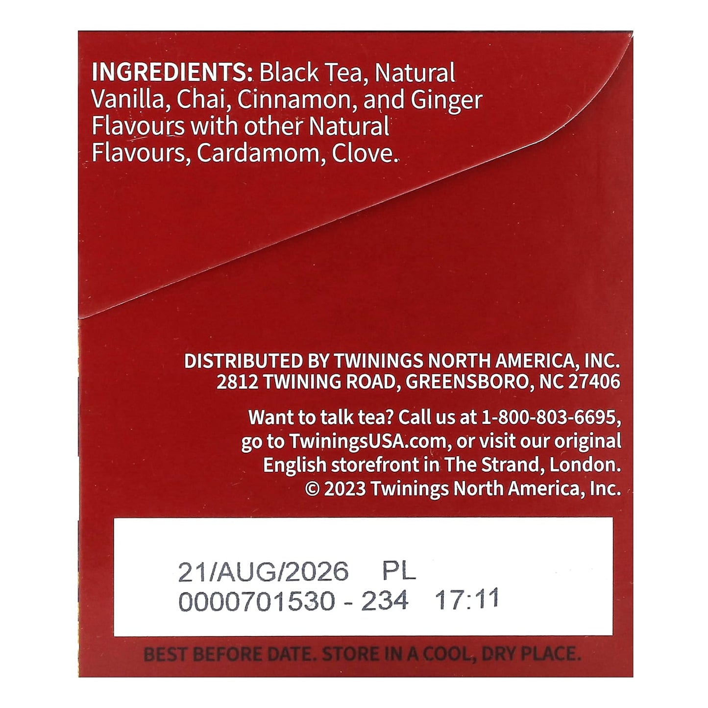 Twinings, Flavored Black Tea, Chai, French Vanilla, 20 Tea Bags, 1.41 oz (40 g) - Image 2