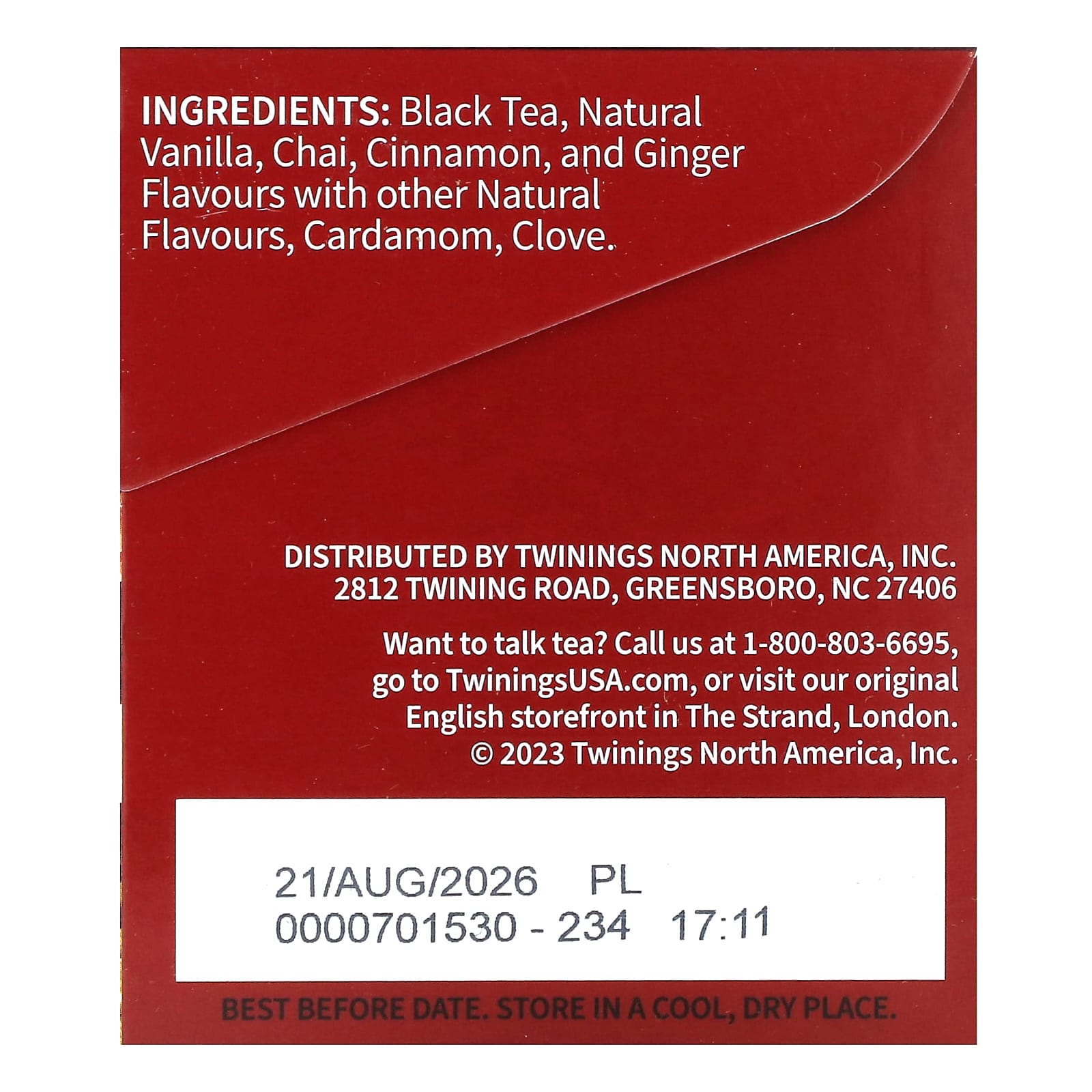Twinings, Flavored Black Tea, Chai, French Vanilla, 20 Tea Bags, 1.41 oz (40 g) - Image 2
