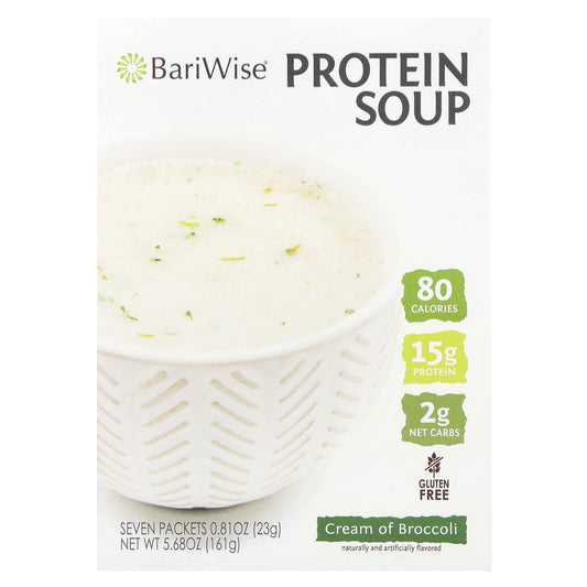 BariWise Cream of Broccoli Protein Soup, 0.81 oz (23g), 7 Packets - Image 1