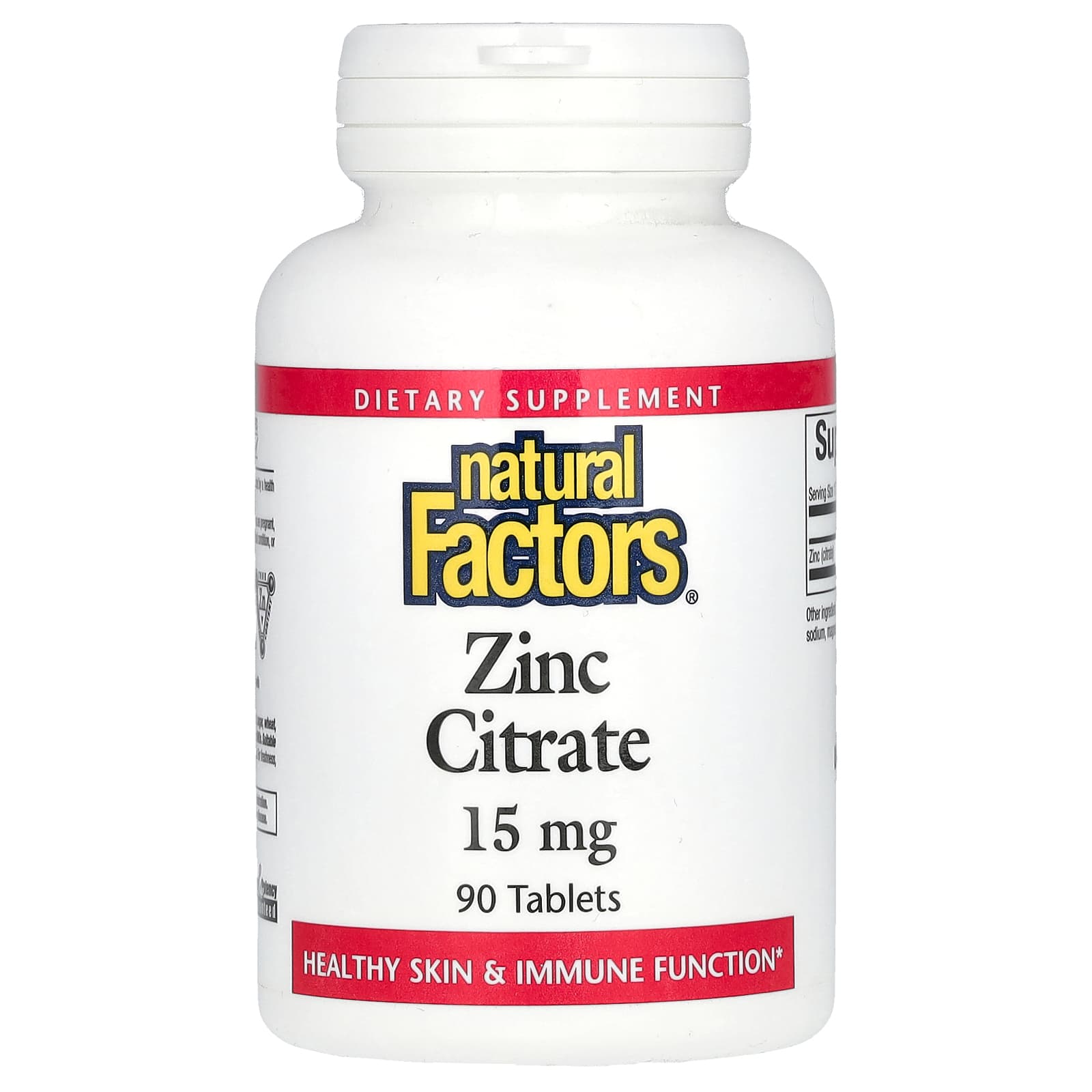 Natural Factors, Zinc Citrate, 15 mg, 90 Tablets - Image 1