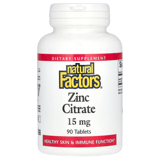 Natural Factors, Zinc Citrate, 15 mg, 90 Tablets - Image 1