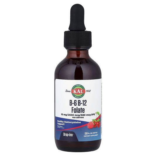 Boost Energy with KAL B-6 B-12 Folate DropIns, 2 fl oz - Image 1