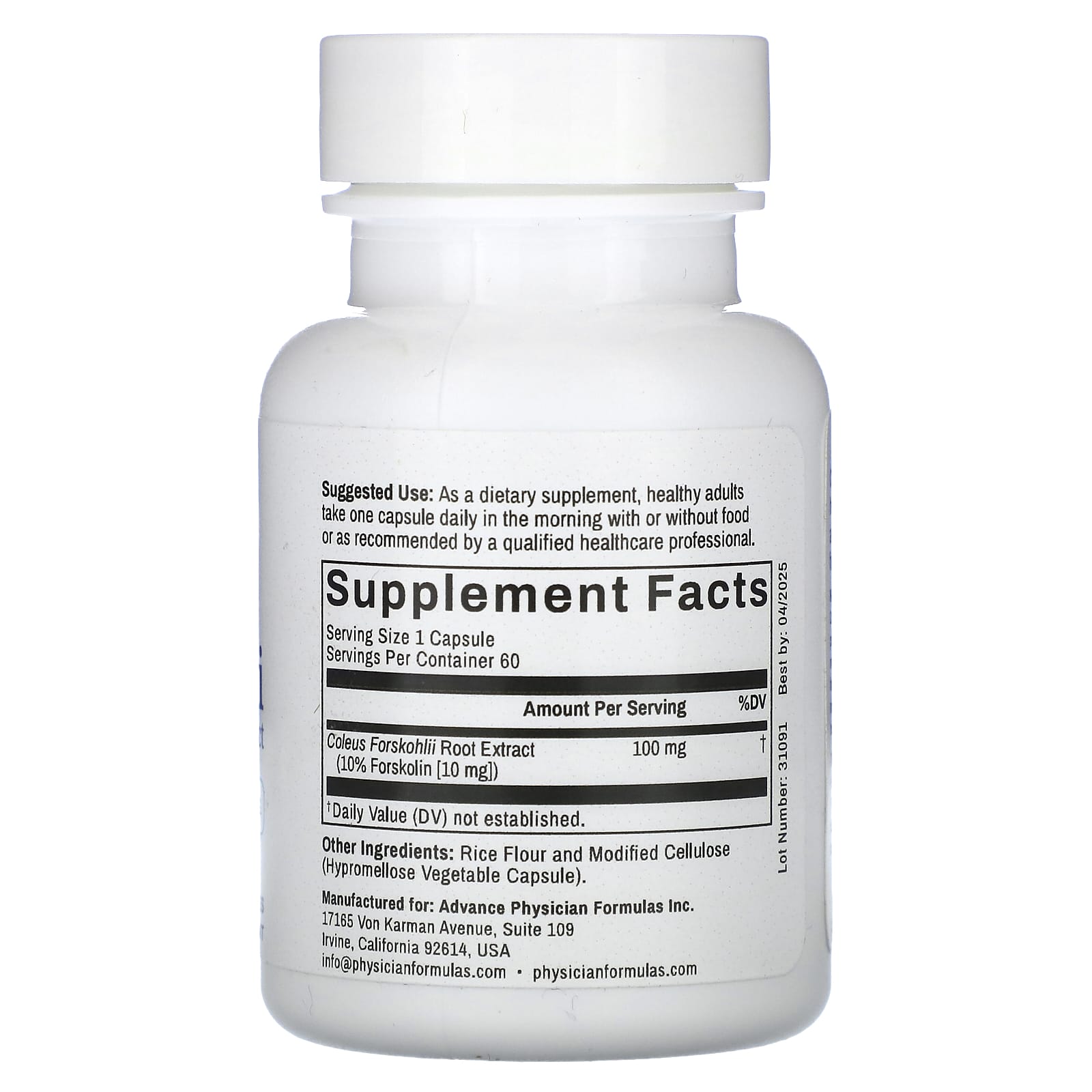 Forskolin Supplement for Weight Loss - 60 Capsules by Advance Physician Formulas - Image 2
