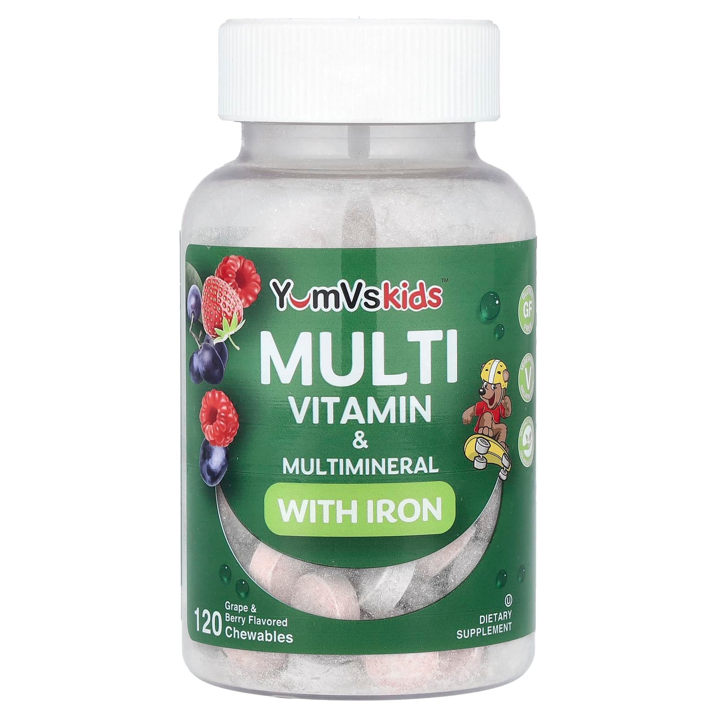 YumVs, Kids™ Multi Vitamin & Multimineral with Iron, Grape & Berry, 120 Chewables - Image 1
