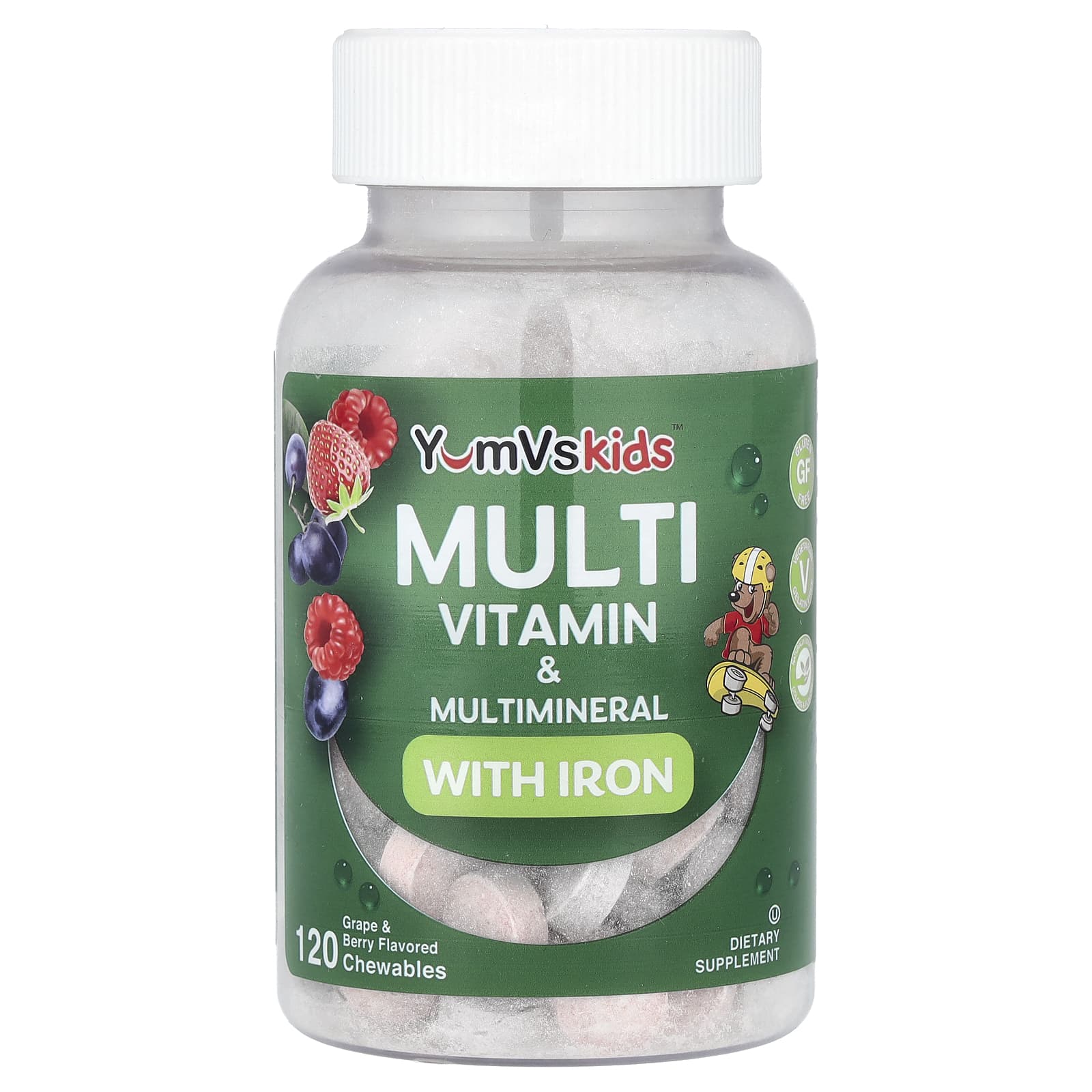 YumVs, Kids™ Multi Vitamin & Multimineral with Iron, Grape & Berry, 120 Chewables - Image 1