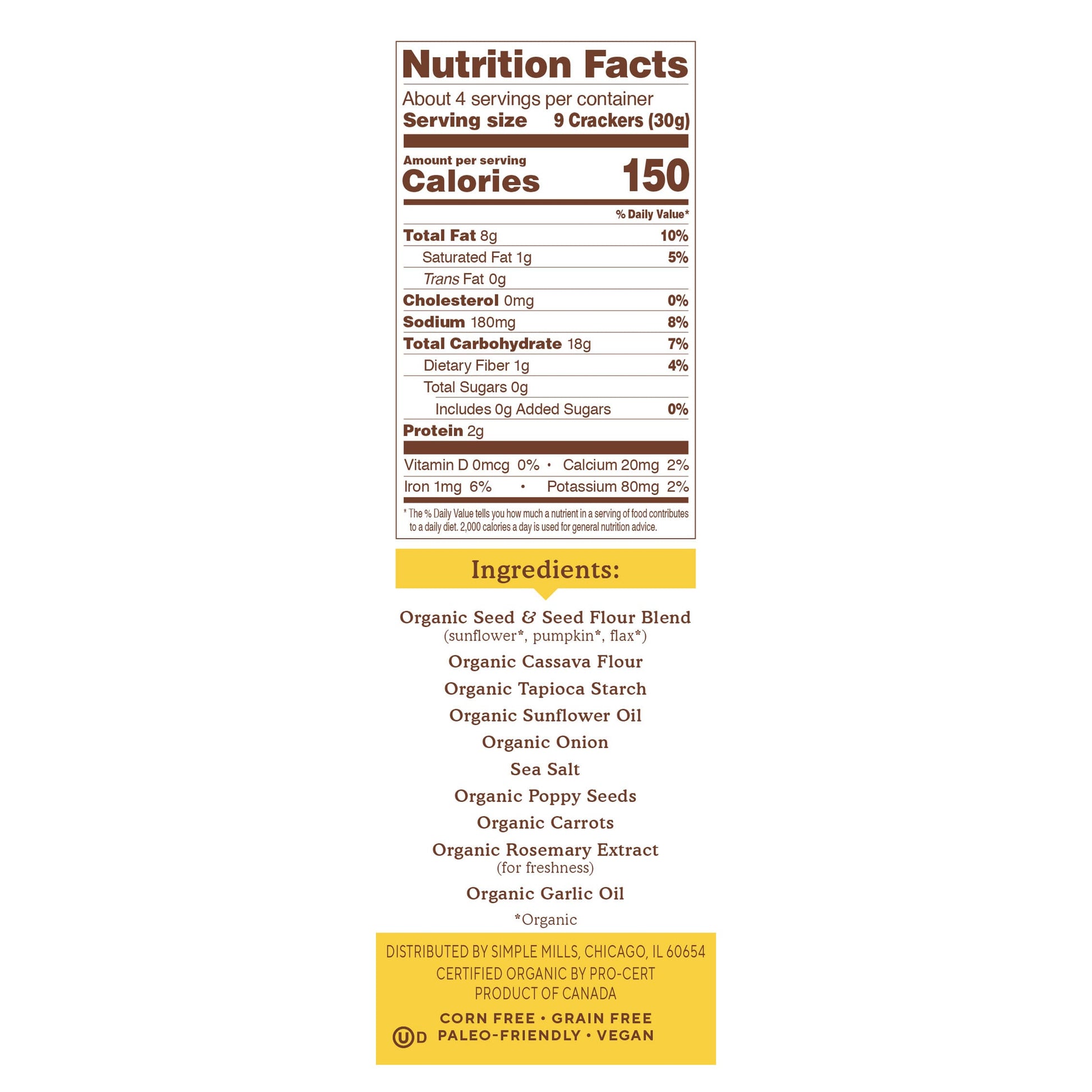 Simple Mills, Organic Seed Flour Crackers, Everything, 4.25 oz (120 g) - Image 2