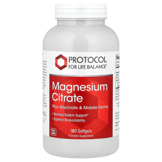 Protocol for Life Balance, Magnesium Citrate, 180 Softgels (133 mg per Softgel) - Image 1