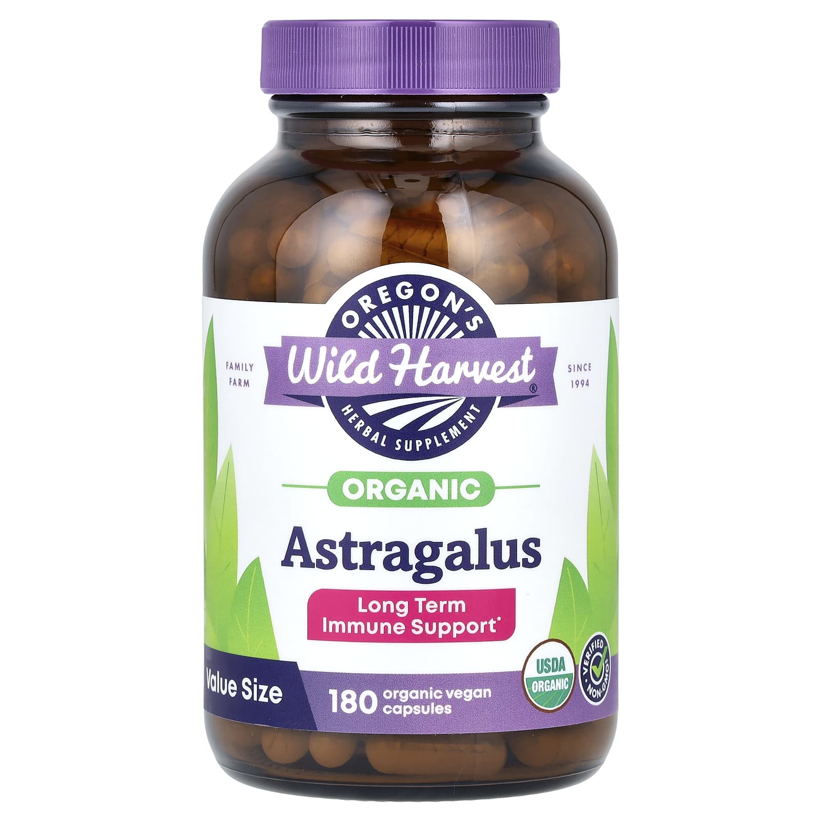 Oregon's Wild Harvest, Organic Astragalus, 180 Organic Vegan Capsules (375 mg per Capsule) - Image 1