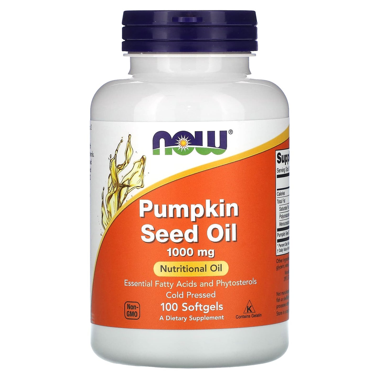 NOW Foods, Pumpkin Seed Oil, 1,000 mg, 100 Softgels - Image 1
