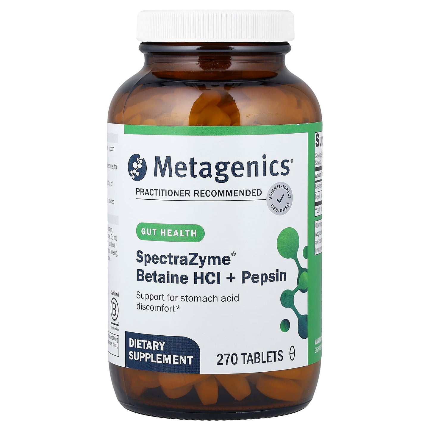 Metagenics, SpectraZyme® Betaine HCl + Pepsin, 270 Tablets - Image 1