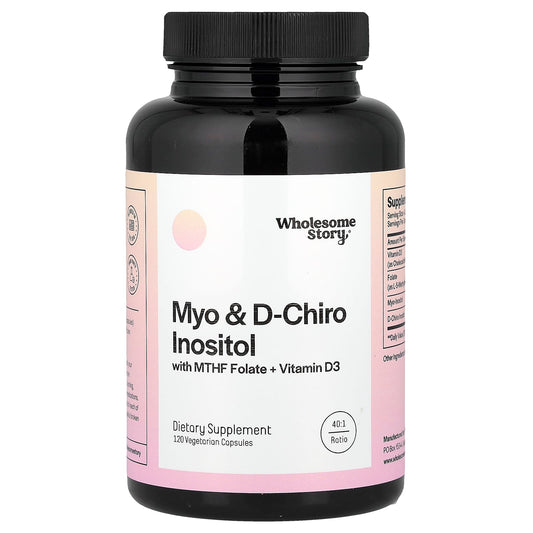 Wholesome Story, Myo & D-Chiro Inositol with MTHF Folate + Vitamin D3, 120 Vegetarian Capsules - Image 1
