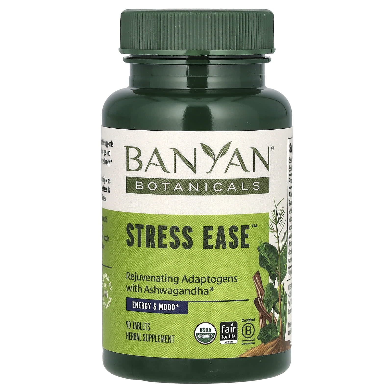 Banyan Botanicals Stress Ease Ashwagandha Supplement 90 Tablets - Image 1