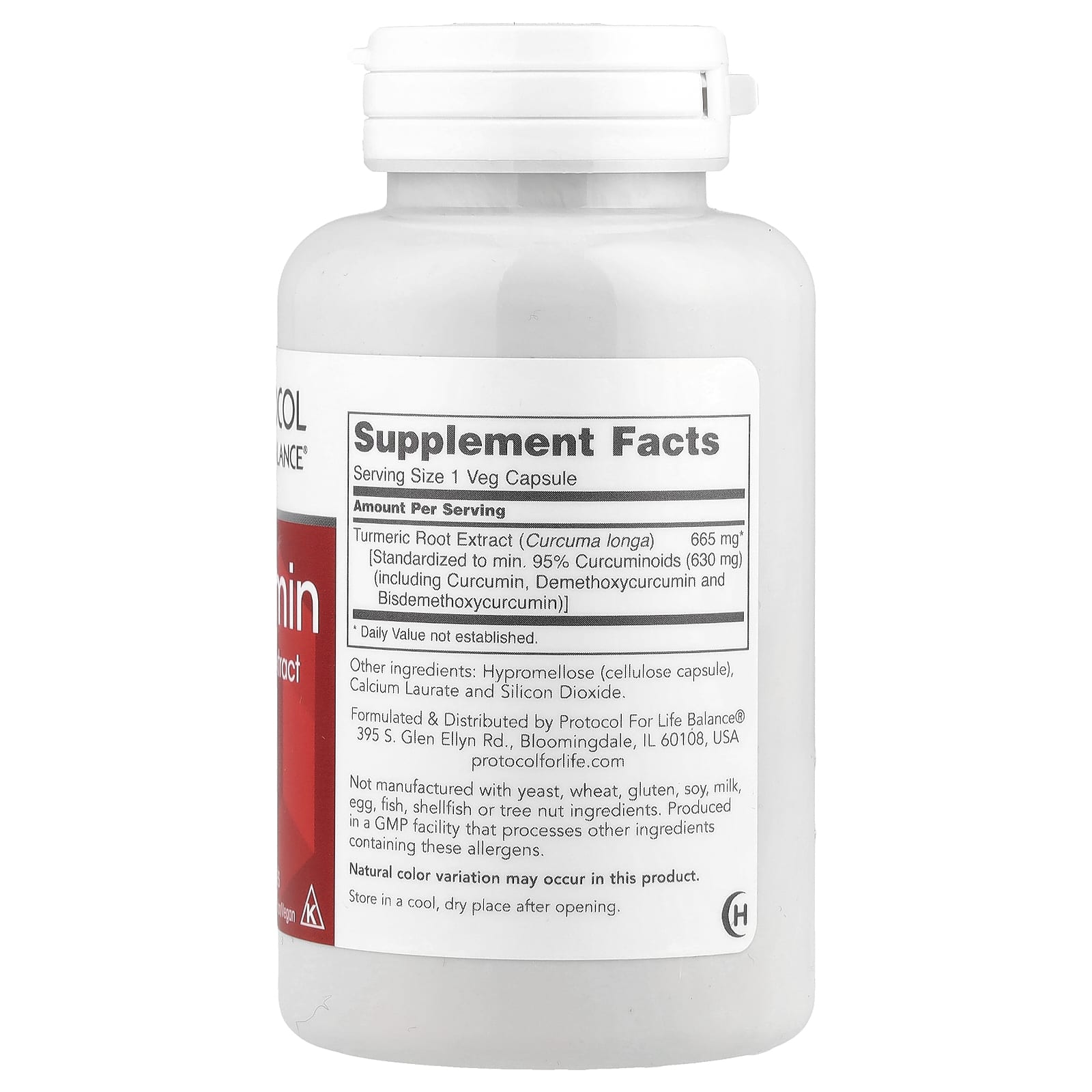 Protocol for Life Balance, Curcumin, Turmeric Root Extract, 665 mg, 60 Veg Capsules - Image 2