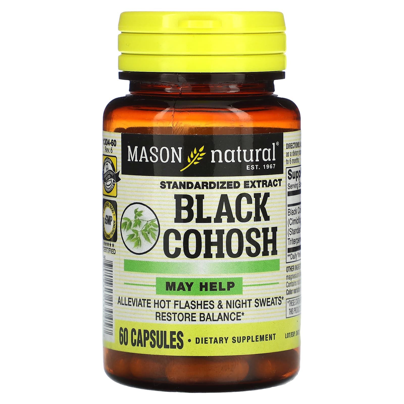 Mason Natural, Black Cohosh, Standardized Extract, 60 Capsules (40 mg per Capsule) - Image 1
