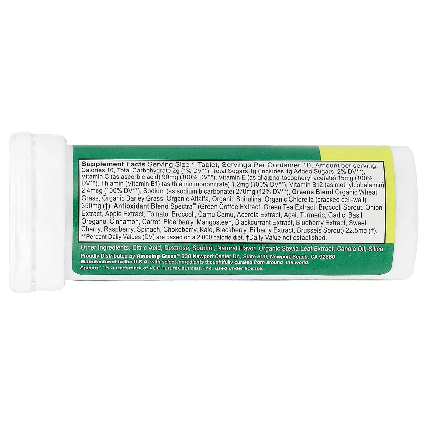 Lemon Lime Fizzy Green Superfood Tablets by Amazing Grass | 10 Tablets - Image 2