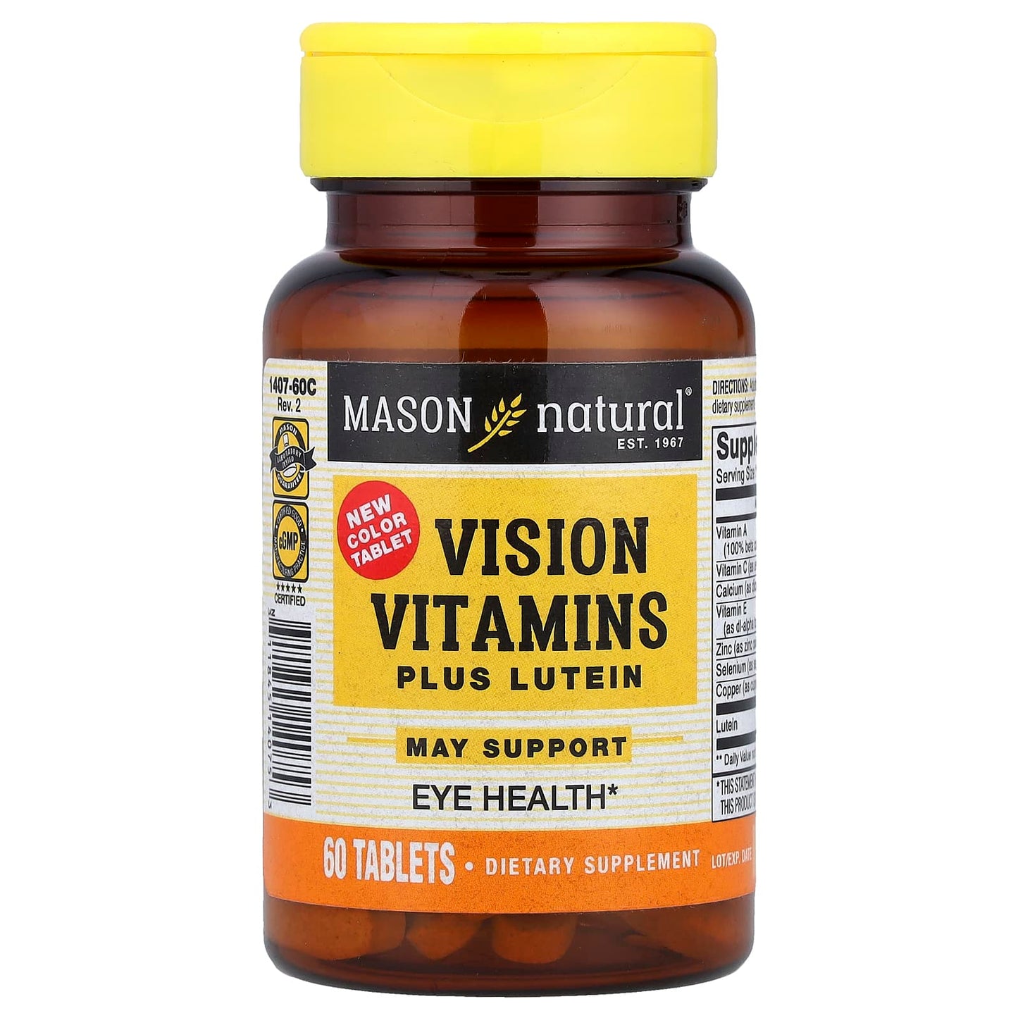 Mason Natural, Vision Vitamins Plus Lutein, 60 Tablets - Image 1