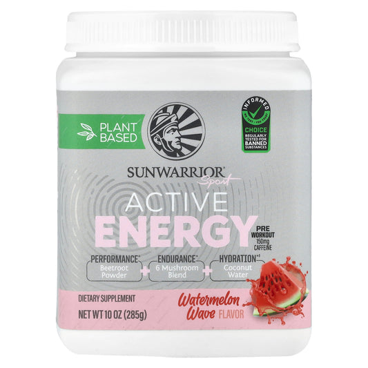 Sunwarrior, Sport, Active Energy Preworkout, Watermelon Wave, 10 oz (285 g) - Image 1