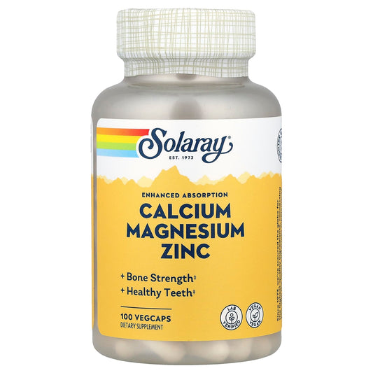 Solaray, Calcium Magnesium Zinc, 100 VegCaps - Image 1